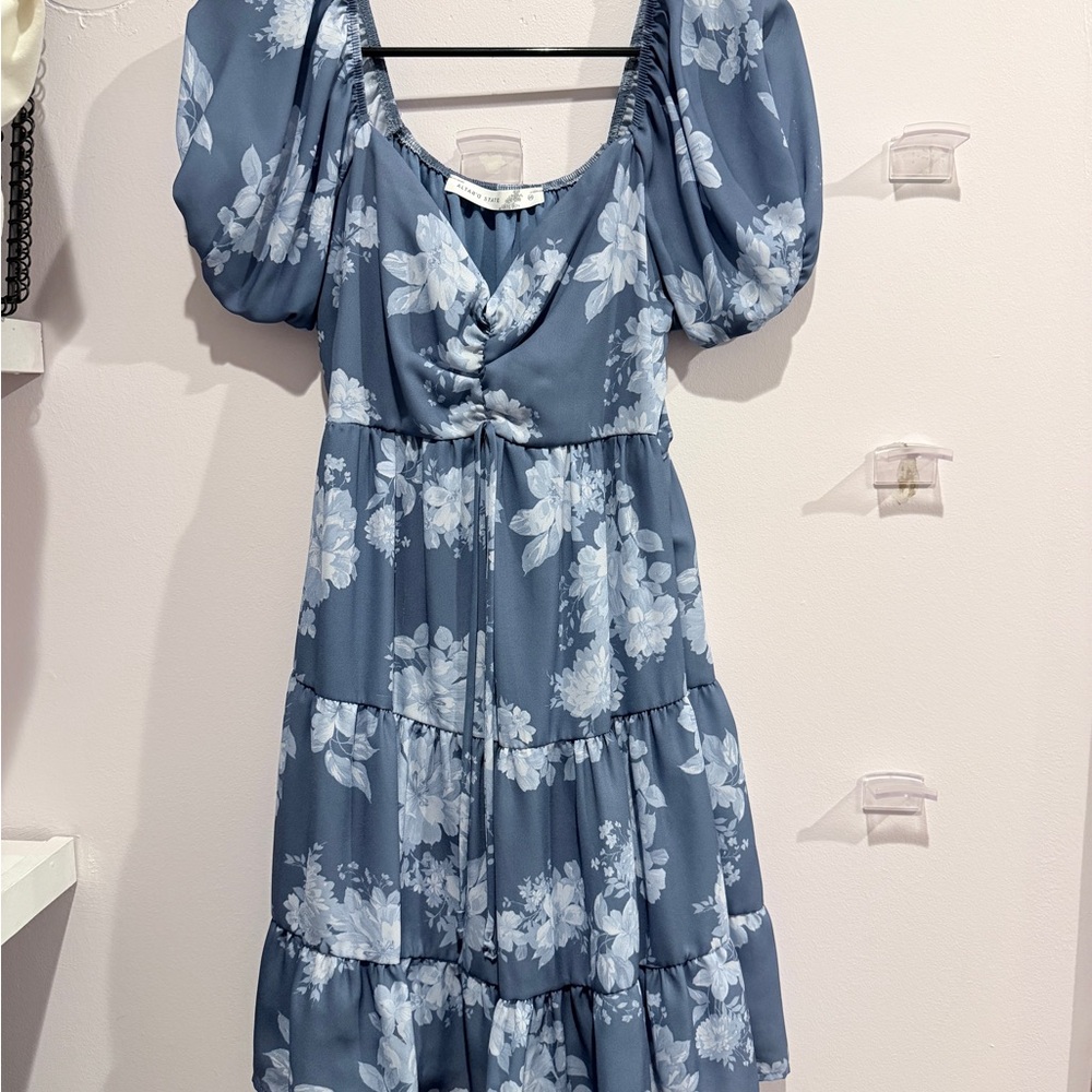 Altar'd State Blue Floral Long Sleeve Dress